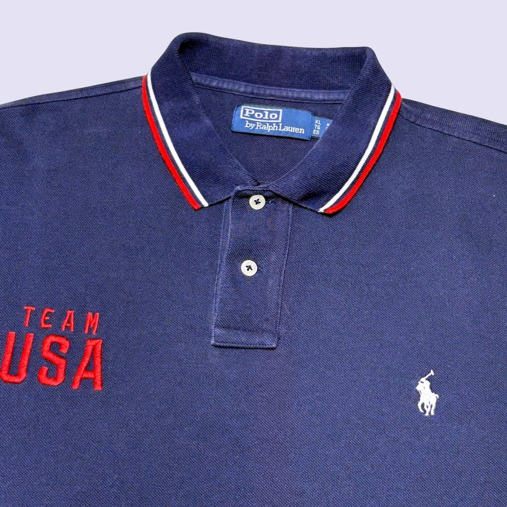 Polo‎ Ralph Lauren Team USA Polo Mens XL Navy Blue Olympic Delta Logo Americana